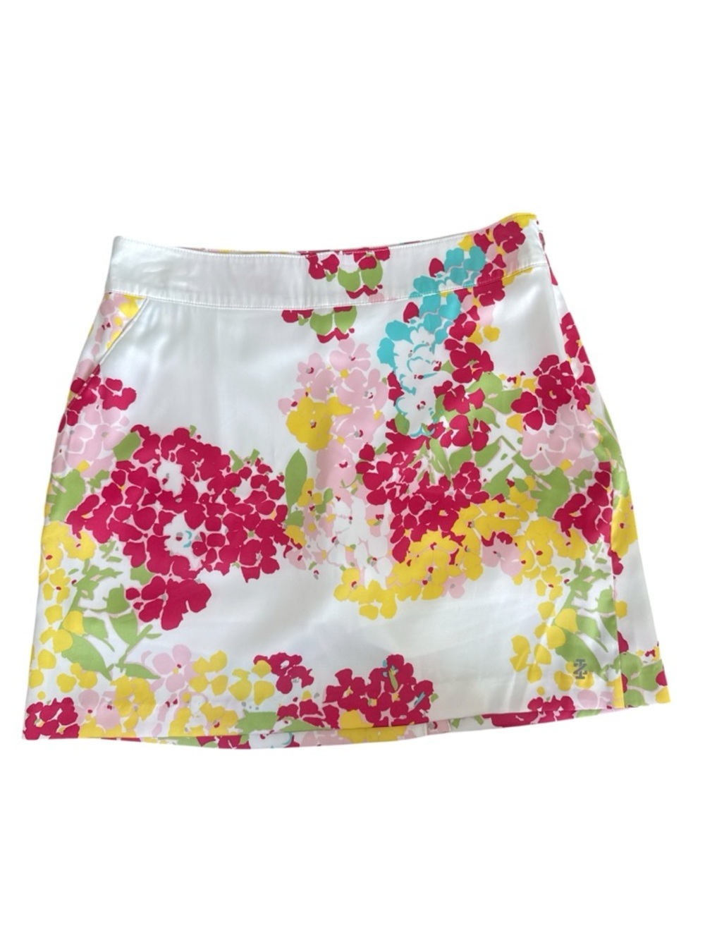 Izod Golf Floral Print White Women's Skirt Skirts Skort Vibrant Pink & Yellow